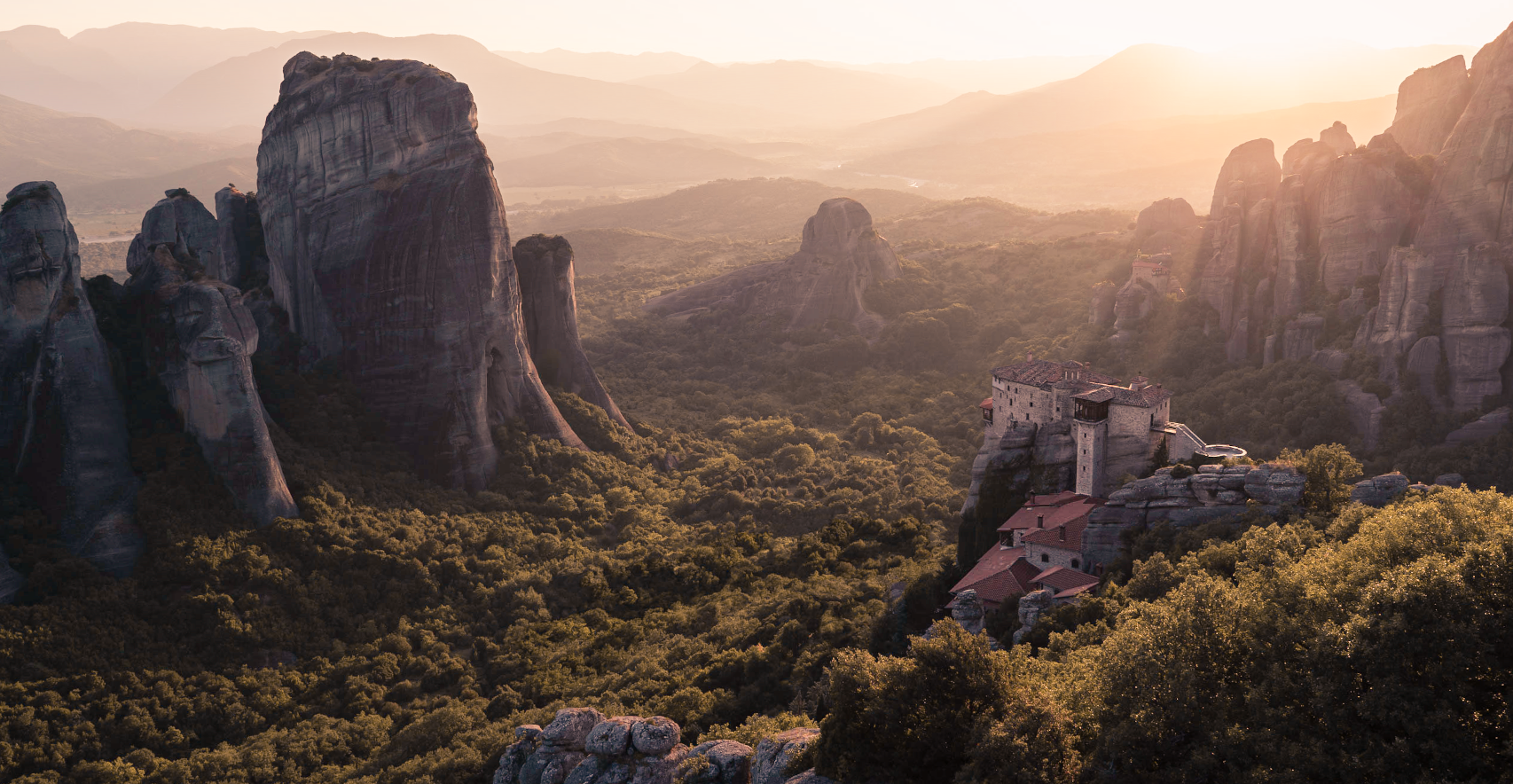 Sunrise over the monasteries of Meteora